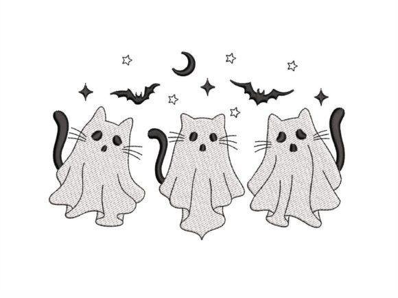 Cat Ghost Embroidery Design