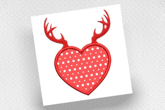 Heart with Antlers Applique