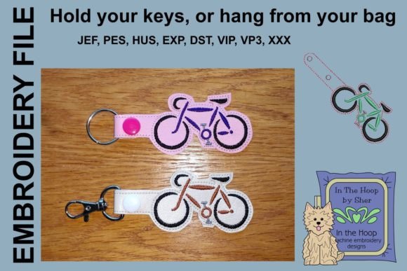 Road Bike Key Fob: A Whimsical Embroidery Touch for Boutique Sweatshirts